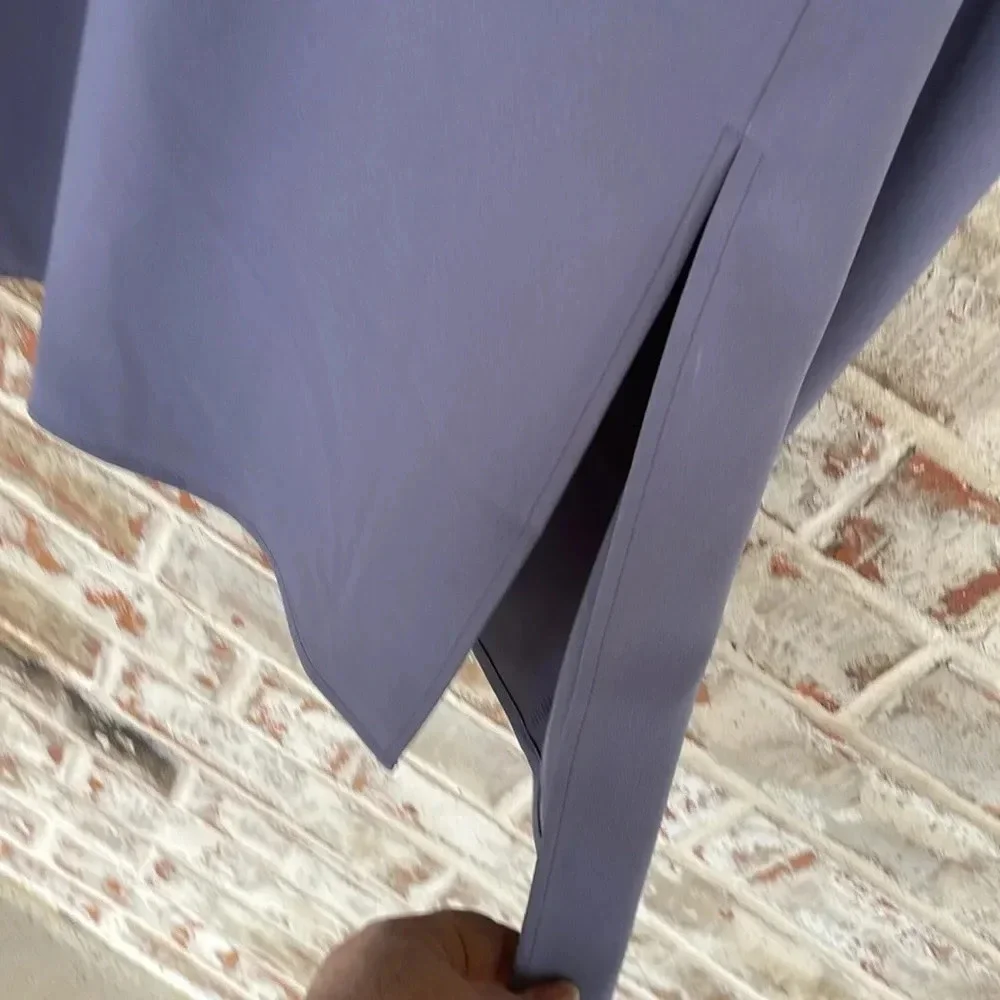Loft Gray Sleeveless Square‎ Neck Side Slit A-line Midi Dress